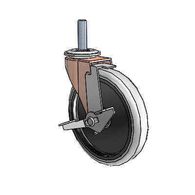 Regent Threaded Stem Copper Oxide Swivel Caster with 5 x .9375 Grey Thermoplastic Urethane Wheel and Tread Lock Brake
