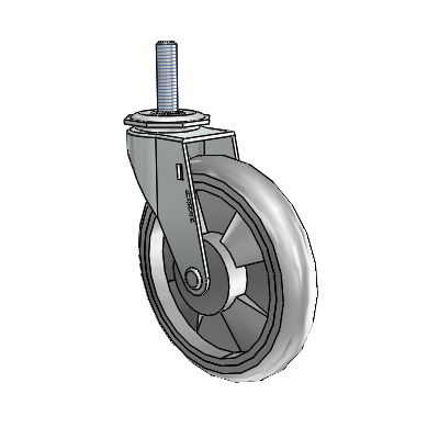 Regent Threaded Stem Zinc Swivel Caster with 5 x .9375 Grey MonoTech Wheel