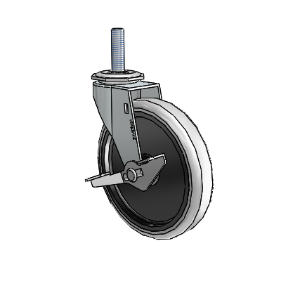 Regent Threaded Stem Zinc Swivel Caster with 5 x .9375 Grey Thermoplastic Urethane Wheel and Side Brake