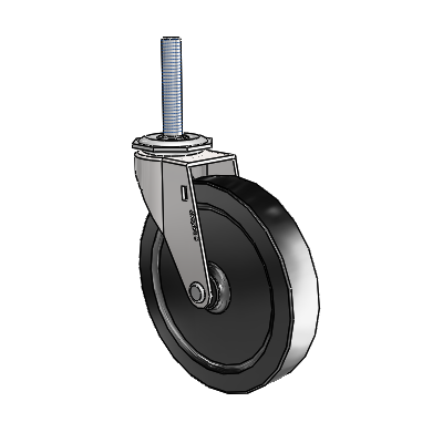 Regent Threaded Stem Bright Chrome Swivel Caster with 5 x .9375 Black Polyolefin Wheel