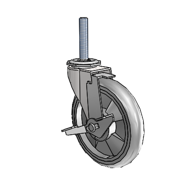 Regent Threaded Stem Bright Chrome Swivel Caster with 5 x .9375 Grey MonoTech Wheel and Tread Lock Brake