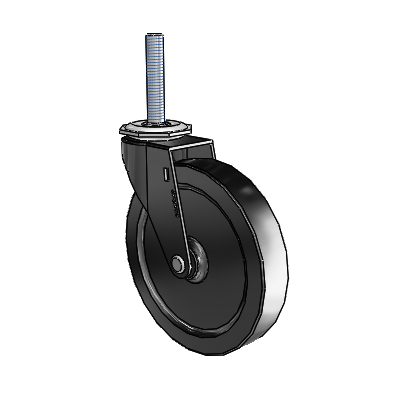 Regent Threaded Stem Black Oxide Swivel Caster with 5 x .9375 Black Polyolefin Wheel