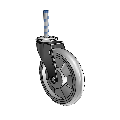 Roulette pivotante Regent à tige filetée, finition oxydée noire, avec 5 roues MonoTech grises de 0,9375