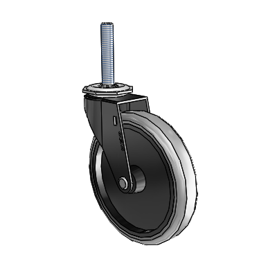Regent Threaded Stem Black Oxide Swivel Caster with 5 x .9375 Grey Thermoplastic Rubber Wheel