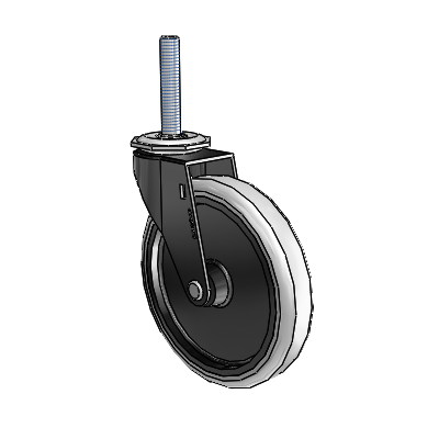 Regent Threaded Stem Black Oxide Swivel Caster with 5 x .9375 Grey Thermoplastic Urethane Wheel