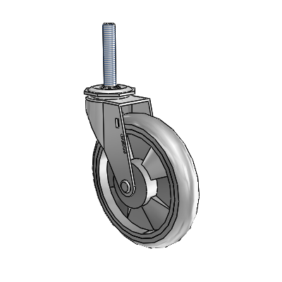 Regent Threaded Stem Polished Nickel Swivel Caster with 5 x .9375 Grey MonoTech Wheel