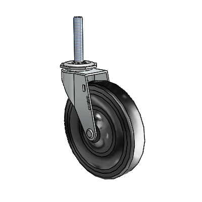 Regent Threaded Stem Zinc Swivel Caster with 5 x .9375 Black Soft Rubber Wheel