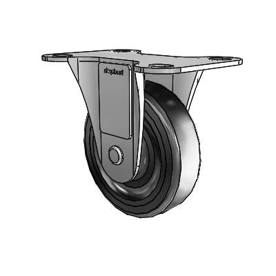 Regent Top Plate Zinc Rigid Caster with 3 x .8125 Black Hard Rubber Wheel