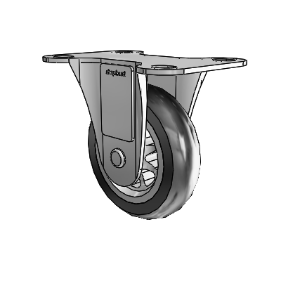 Regent Top Plate Zinc Rigid Caster with 3 x .8125 Black No-Matic Rubber Wheel
