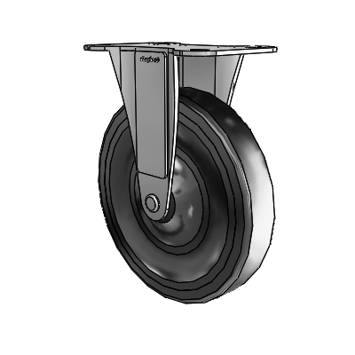 Regent Top Plate Zinc Rigid Caster with 5 x .9375 Black Hard Rubber Wheel