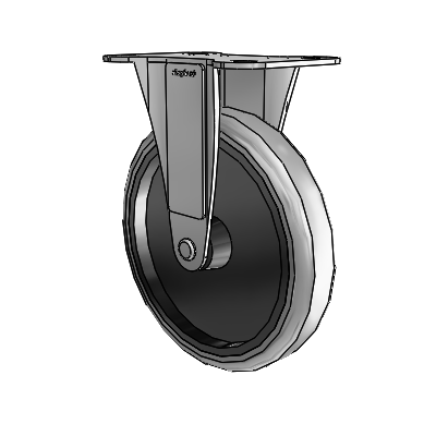 Regent Top Plate Zinc Rigid Caster with 5 x .9375 Grey Thermoplastic Rubber Wheel
