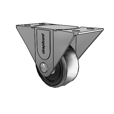 General Duty Top Plate Zinc Rigid Caster with 2.5 x 1.125 Soft Rubber Wheel