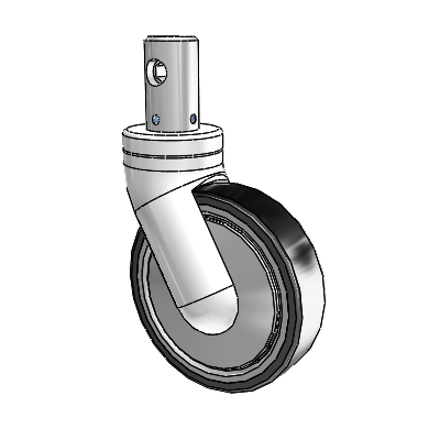 Primacy Single Medical Bed Stem Swivel Caster with 5 x 1.25 Thermoplastic Urethane Wheel and Central Locking - Total/Direction Lock Brake