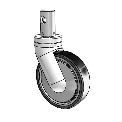 Primacy Single Medical Bed Stem Swivel Caster with 5 x 1.25 Thermoplastic Urethane Wheel and Central Locking - Total/Direction Lock Brake