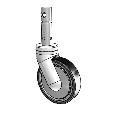 Primacy Single Medical Bed Stem Swivel Caster with 5 x 1.25 Thermoplastic Rubber Wheel and Central Locking - Total/Direction Lock Brake