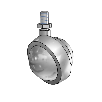 Threaded Stem Satin Chrome Swivel Ball Caster with 2 Wheel