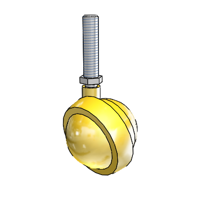 Threaded Stem Bright Brass Swivel Ball Caster with 2 Wheel