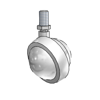 Threaded Stem Bright Chrome Swivel Ball Caster with 2 Wheel