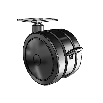 Softech Top Plate Black Swivel Caster with 3.937 Thermoplastic Elastomer Wheel and Brake