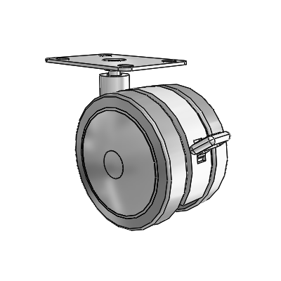 Softech Top Plate Grey Swivel Caster with 3.937 Thermoplastic Elastomer Wheel and Brake