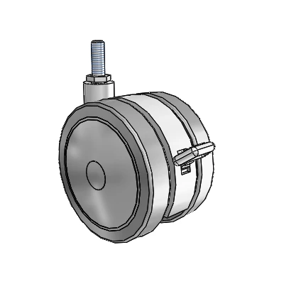 Softech Threaded Stem Grey Swivel Caster with 3.937 Thermoplastic Elastomer Wheel and Brake