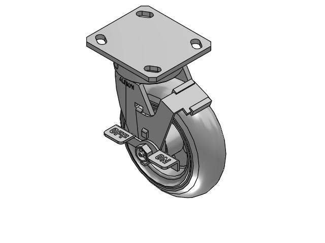 170 Series Top Plate Swivel Caster with 6 x 2 Grey Tread on Zinc-plated Hub SV - Semi-Pneumatic Monoprene (Grey) Wheel and Face Brake