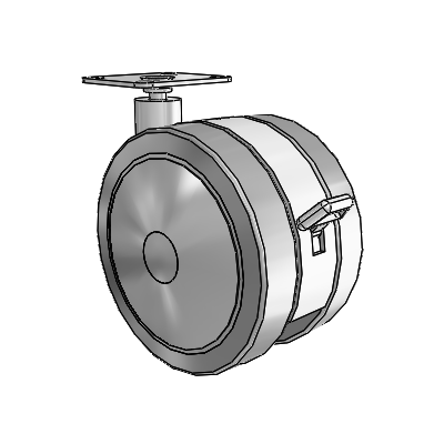 Softech Top Plate Grey Swivel Caster with 4.921 Thermoplastic Elastomer Wheel and Brake