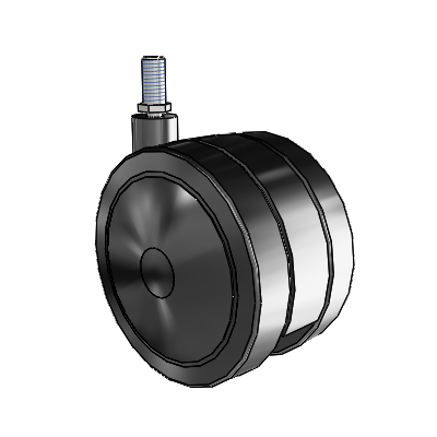 Softech Threaded Stem Black Swivel Caster with 4.921 Thermoplastic Elastomer Wheel