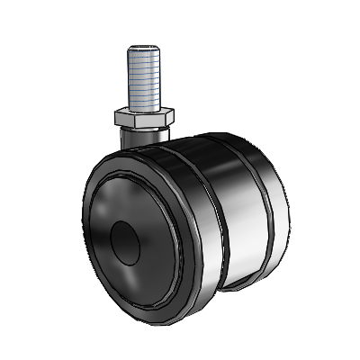 Softech Threaded Stem Black Swivel Caster with 1.9685 Thermoplastic Elastomer Wheel