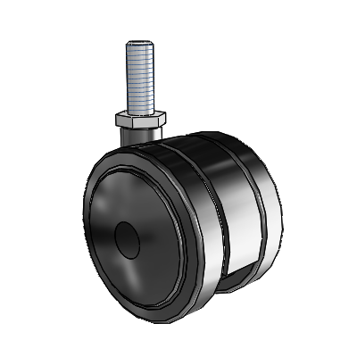 Softech Threaded Stem Black Swivel Caster with 2.3622 Thermoplastic Elastomer Wheel