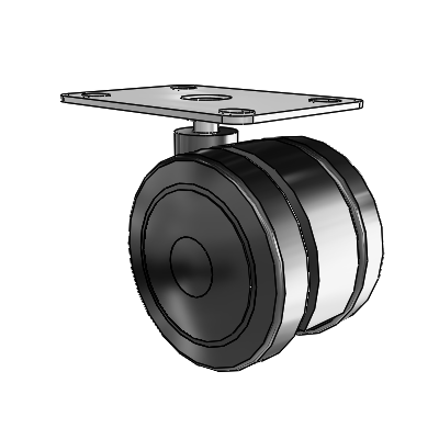 Softech Top Plate Black Swivel Caster with 2.9527 Thermoplastic Elastomer Wheel