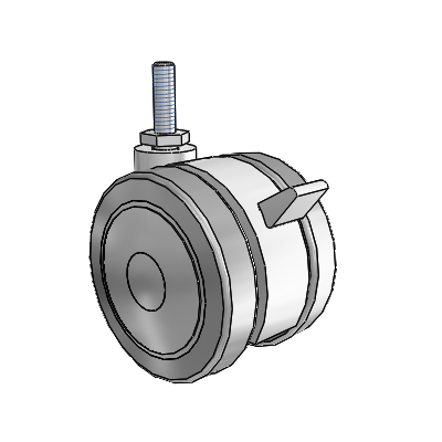Softech Threaded Stem Grey Swivel Caster with 2.9527 Thermoplastic Elastomer Wheel and Brake