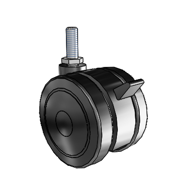 Softech Threaded Stem Black Swivel Caster with 2.9527 Thermoplastic Elastomer Wheel and Brake
