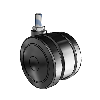 Softech Threaded Stem Black Swivel Caster with 2.9527 Thermoplastic Elastomer Wheel