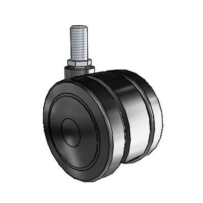 Softech Threaded Stem Black Swivel Caster with 2.9527 Thermoplastic Elastomer Wheel