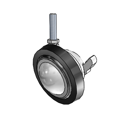 Threaded Stem Bright Chrome Swivel Ball Caster with 3 Wheel and Brake