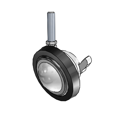 Threaded Stem Unfinished Swivel Ball Caster with 3 Wheel and Brake