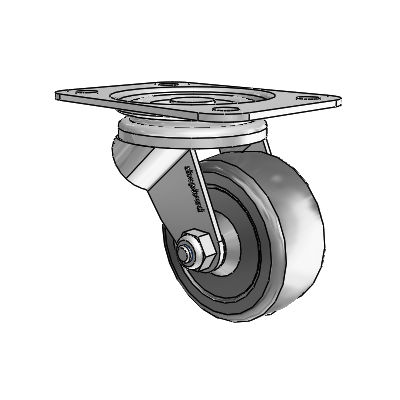 General Duty Top Plate Zinc Swivel Caster with 2.5 x 1.125 Hard Rubber Wheel