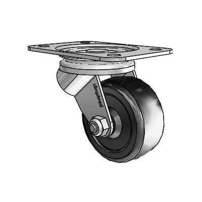General Duty Top Plate Zinc Swivel Caster with 2.5 x 1.125 Soft Rubber Wheel