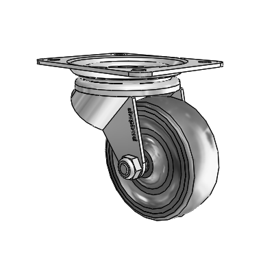 General Duty Top Plate Zinc Swivel Caster with 4 x 1.375 Hard Rubber Wheel