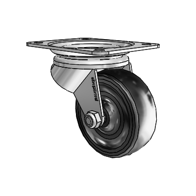 General Duty Top Plate Zinc Swivel Caster with 4 x 1.375 Soft Rubber Wheel