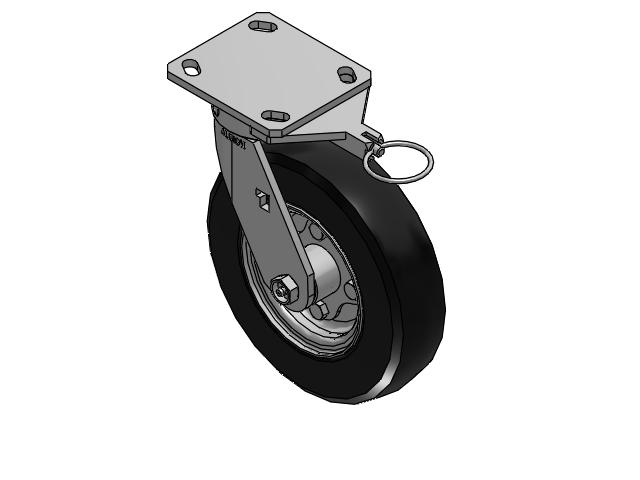 170 Series Top Plate Swivel Caster with 8 x 2 Black Tread on Zinc-plated Hub SZ - Semi-Pneumatic Monoprene (Black) Wheel