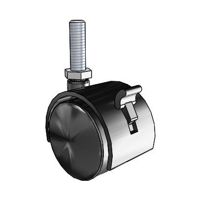 Source II Threaded Stem Black Swivel Caster with 1.5748 Nylon Wheel and Brake