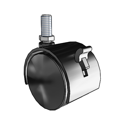 Source II Threaded Stem Black Swivel Caster with 1.9685 Nylon Wheel and Brake