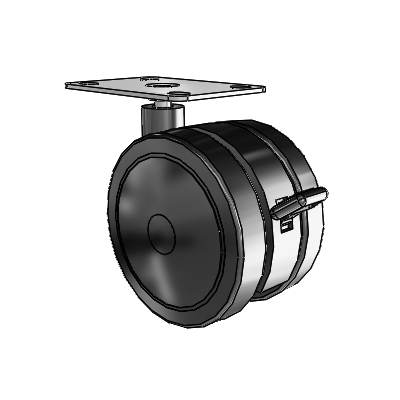 Ultima Top Plate Swivel Caster with 3.937 Urethane Wheel and Brake