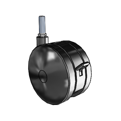 Ultima Threaded Stem Swivel Caster with 4.921 Wheel and Brake