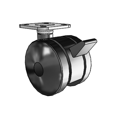 Ultima Top Plate Swivel Caster with 1.9685 Wheel and Brake