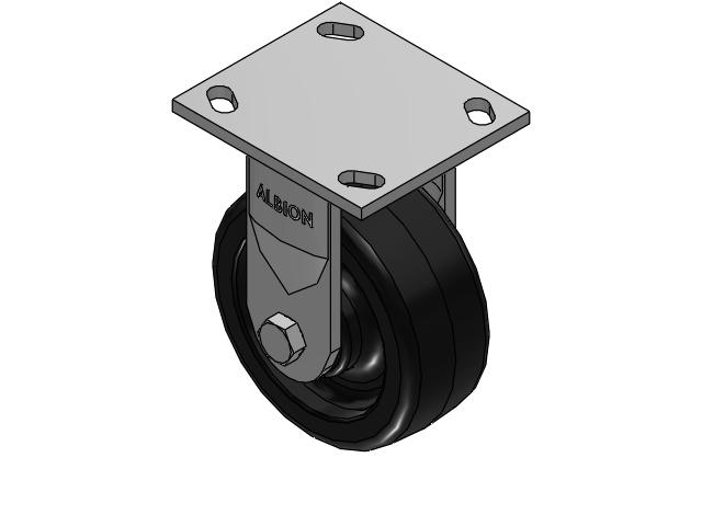 170 Series Top Plate Rigid Caster with 5 x 2 Black Phenolic Resin TM - Phenolic Wheel
