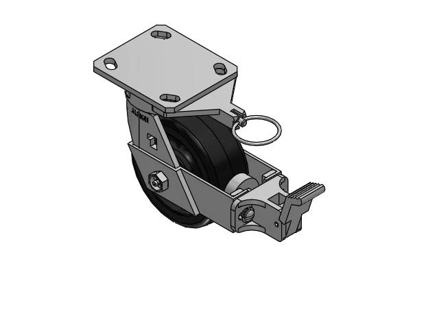 170 Series Top Plate Swivel Caster with 5 x 2 Black Phenolic Resin TM - Phenolic Wheel and Face Brake