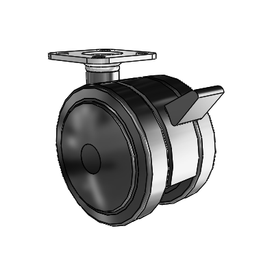 Ultima Top Plate Swivel Caster with 2.3622 Urethane Wheel and Brake